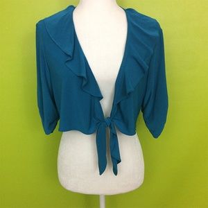 Perceptions Petite Ruffle Collar Tie Bolero 16P